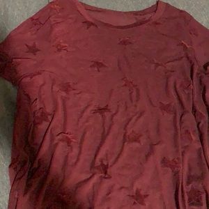 Dark red sheer with stars